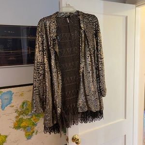 Free People Gold Sequin Jacket